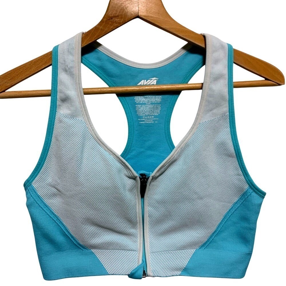 Avia Women's Sports Bra XXL Front Zip Racerback Activewear Workout Gym Yoga